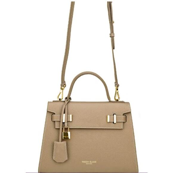 Teddy Blake Ava 11" Satchel – Taupe Chiarod Leather, Gold, Lock & Key- NWT - Picture 1 of 6
